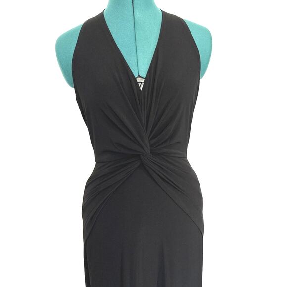NWT Eliza J Black Twist Front Sleeveless Long Evening Dress Women's Size 4 - Picture 2 of 11